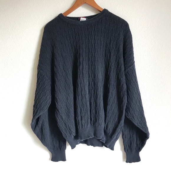 Vintage Sweaters - • Vintage • Navy Blue knitted sweater. Size XL